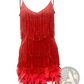 Sequin Feather Tassel v Neck Party Mini Dress