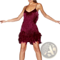Sequin Feather Tassel v Neck Party Mini Dress
