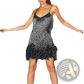 Sequin Feather Tassel v Neck Party Mini Dress