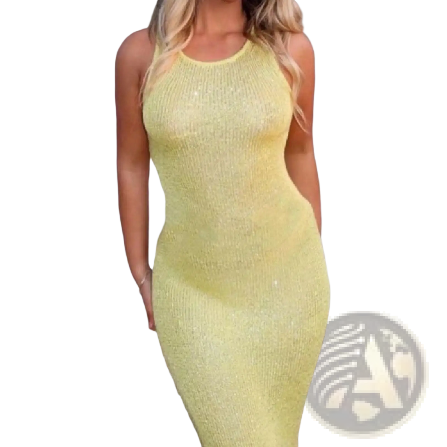 Sequin Knit Sleeveless Bodycon Maxi Dress