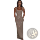 Sequin Square Neck Bodycon Maxi Sling Dress