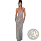 Sequin Square Neck Bodycon Maxi Sling Dress