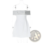 Sequined Off-the-shoulder White Bodycon Mini Dress
