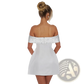 Sequined Off-the-shoulder White Bodycon Mini Dress