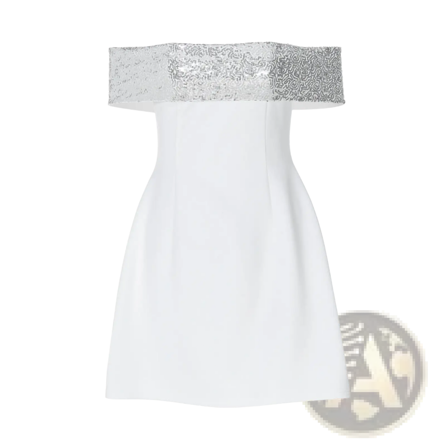 Sequined Off-the-shoulder White Bodycon Mini Dress