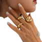 Set of 4 Elegant Adjustable Golden Geometric Rings