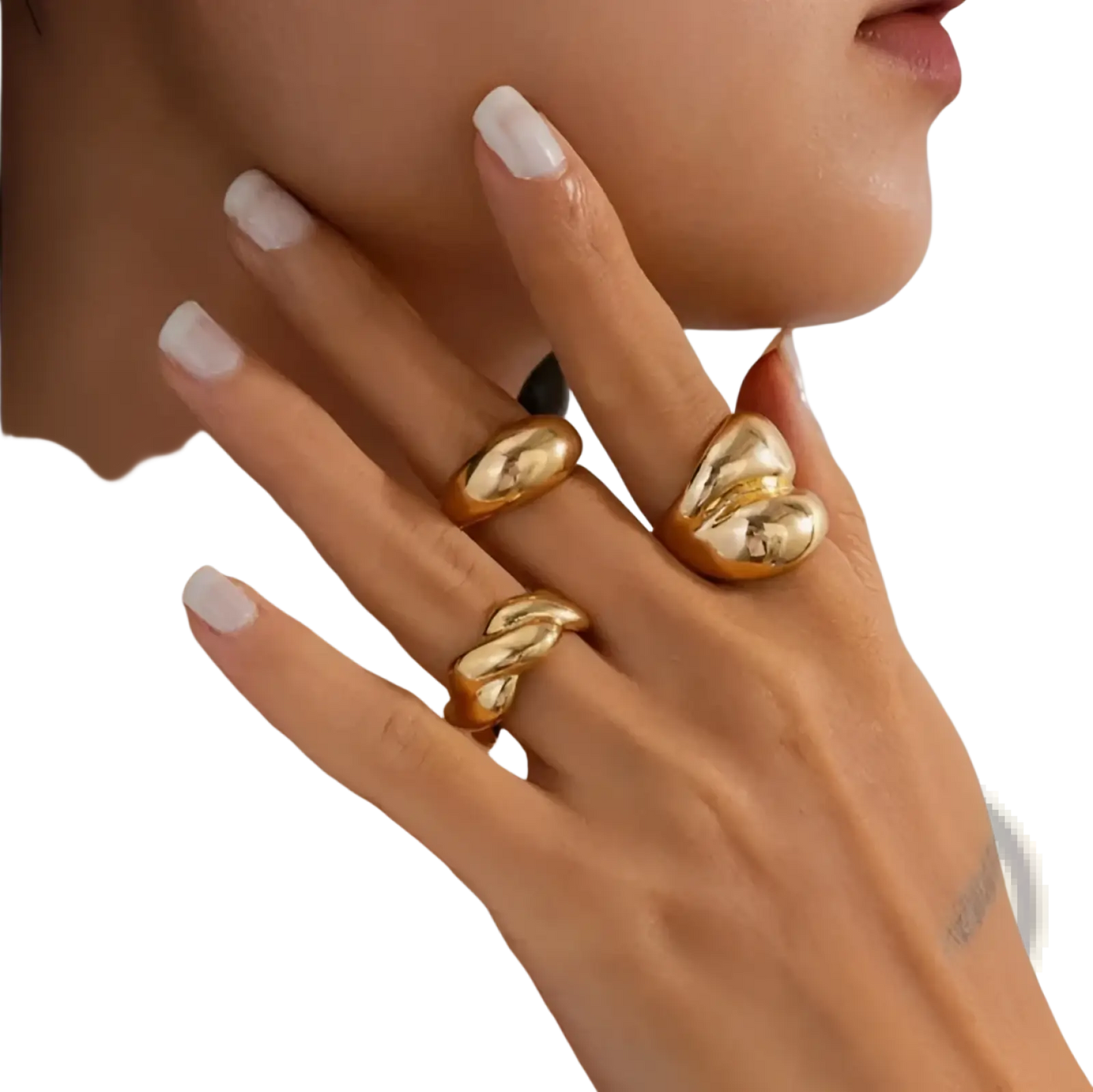 Set of 4 Elegant Adjustable Golden Geometric Rings