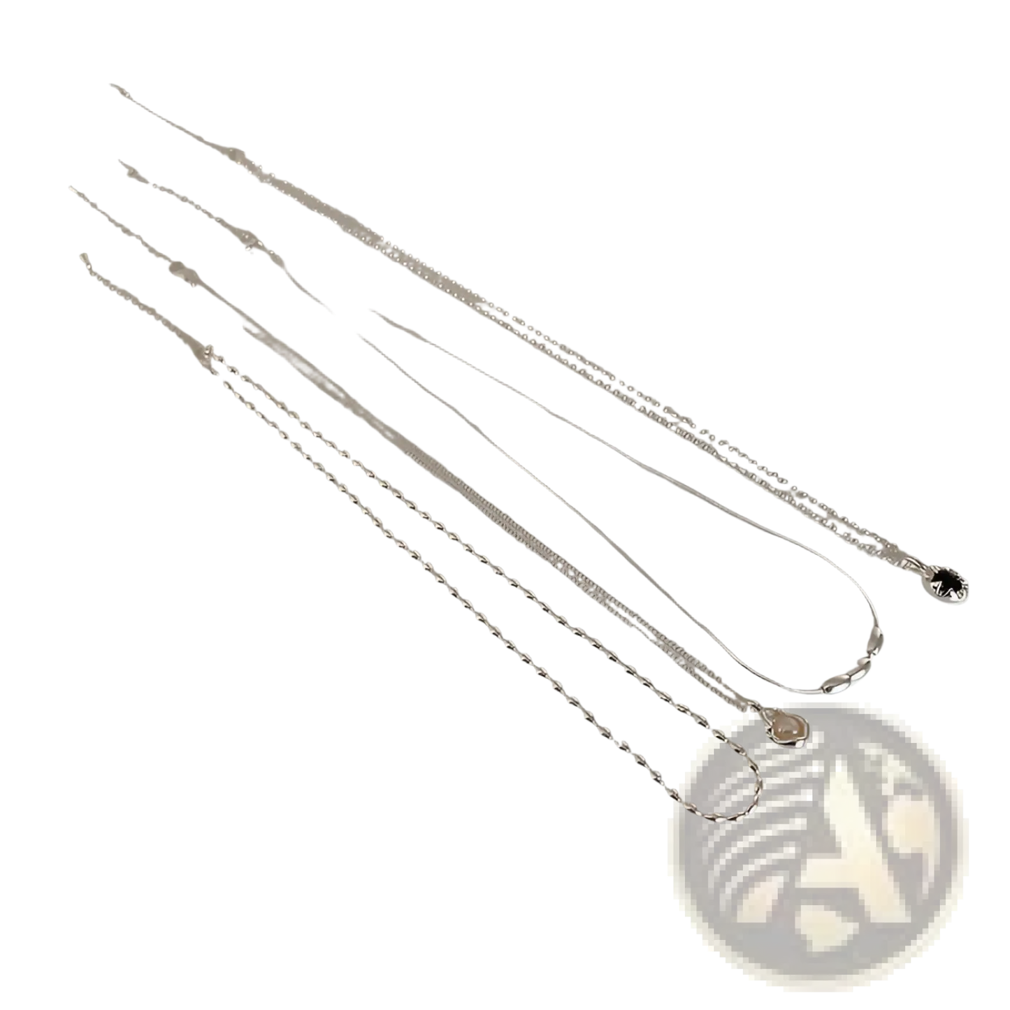 Set of Five Minimalist Silver and Pearl Pendant Necklaces