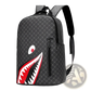 Shark Backpack Large Capacity Geometric Business Pu Bag