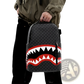 Shark Backpack Large Capacity Geometric Business Pu Bag