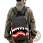 Shark Backpack Large Capacity Geometric Business Pu Bag