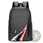 Shark Backpack Large Capacity Geometric Business Pu Bag