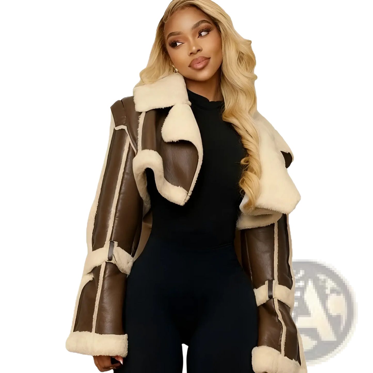 Shearling Leather Short Jacket for Women