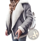 Shearling Lined Suede Bomber Jacket with Leather Trim