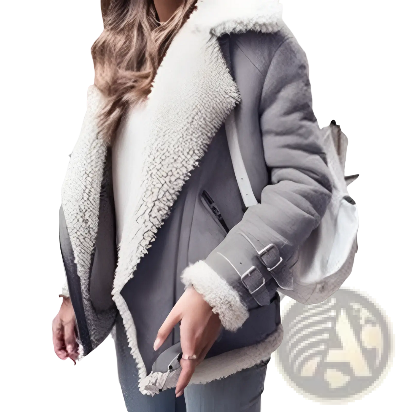 Shearling Lined Suede Bomber Jacket with Leather Trim