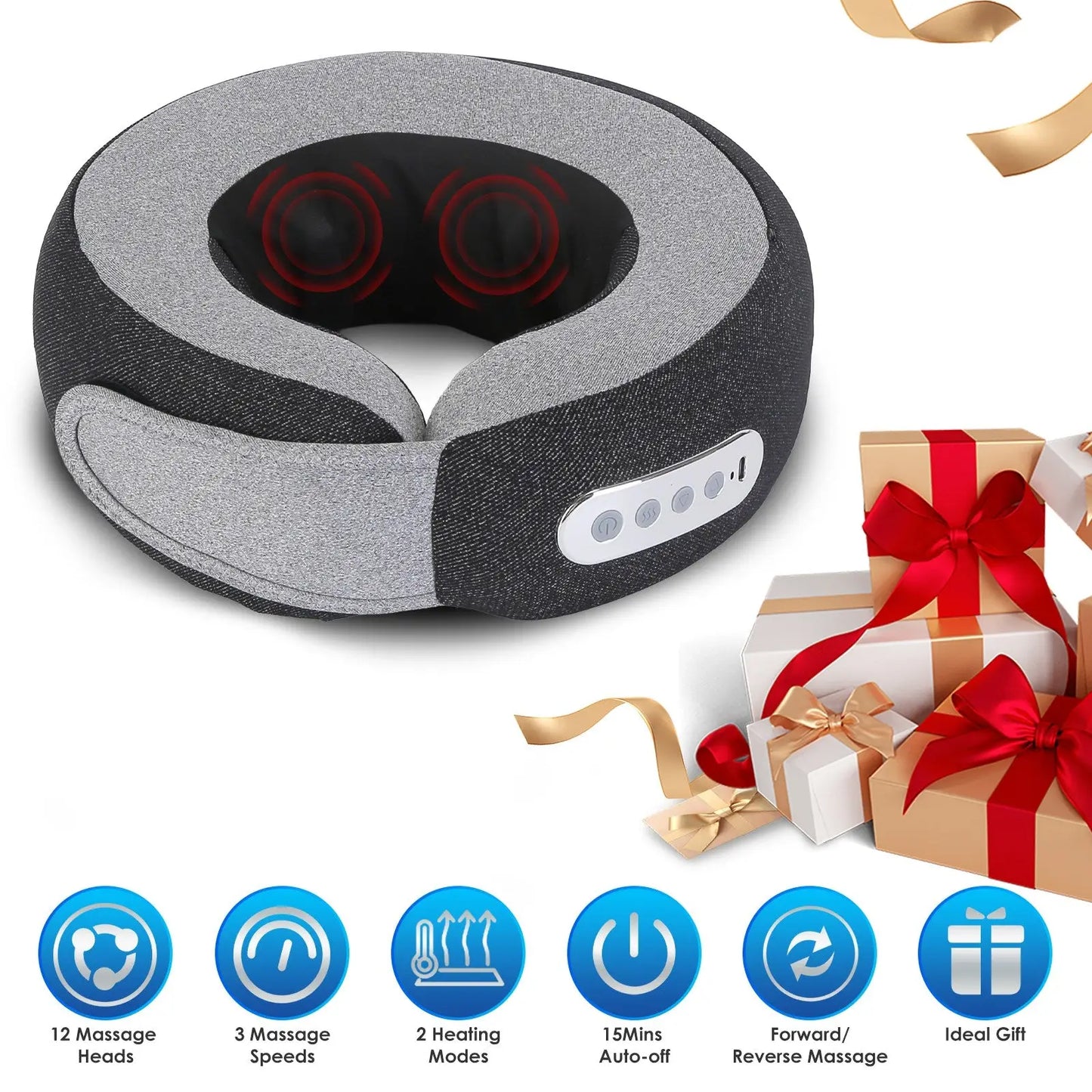 Shiatsu Neck Massager Pillow with Heat and Memory Foam