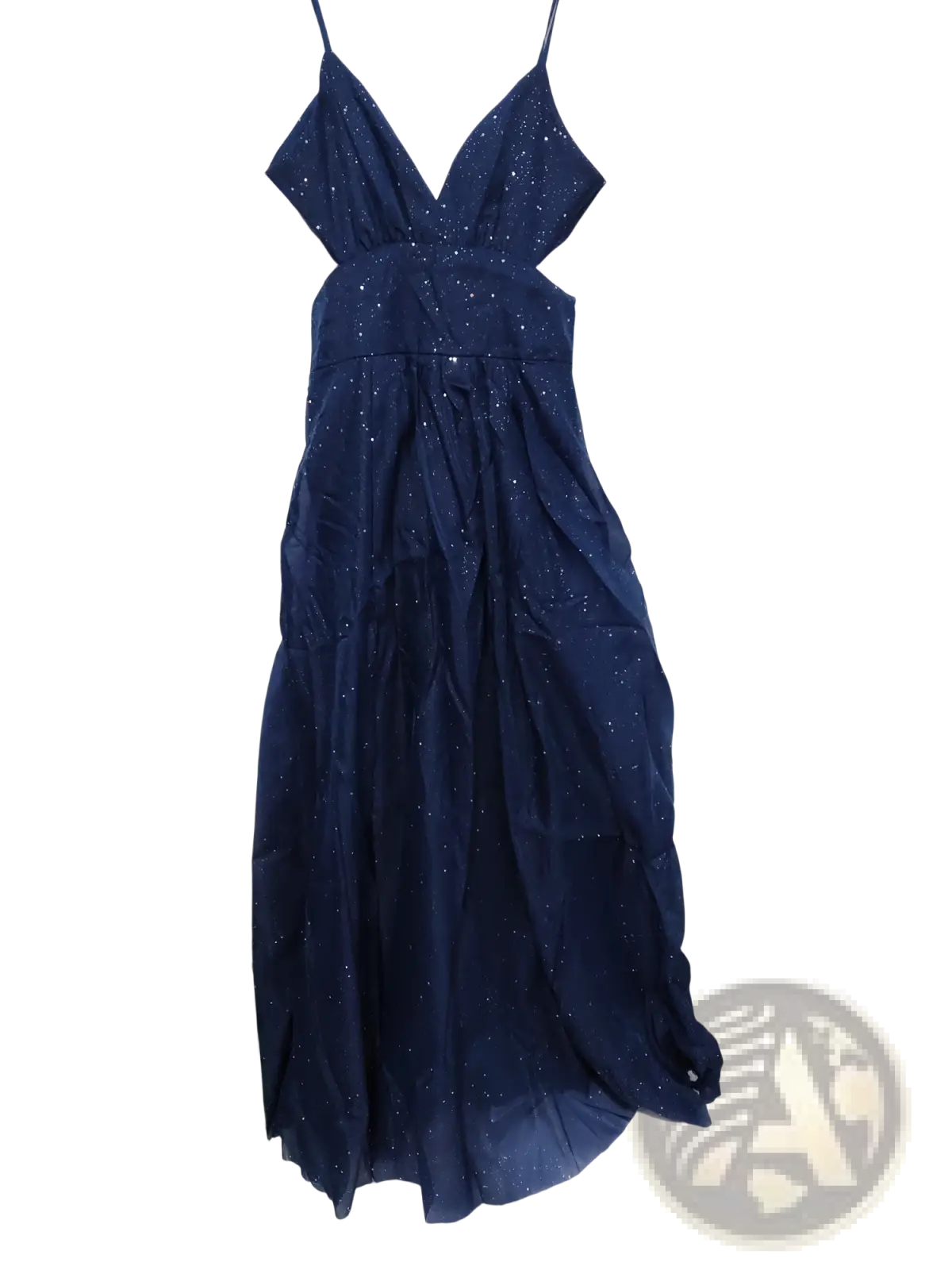 Shimmering v Neck High Slit Maxi Evening Gown