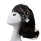 Short Pearl Beaded Mesh Bridal Veil with Gold Hair Comb