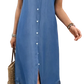 Short Sleeve Button Down Side Slit Shirt Dress