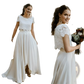 Short Sleeve Jewel Neck Lace Wedding Dress