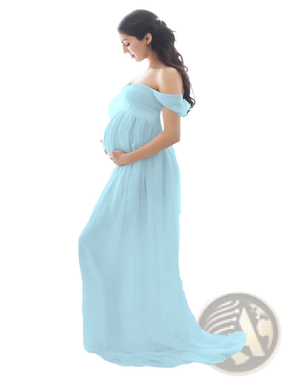 Off the Shoulder Chiffon Maternity Gown for Photoshoots