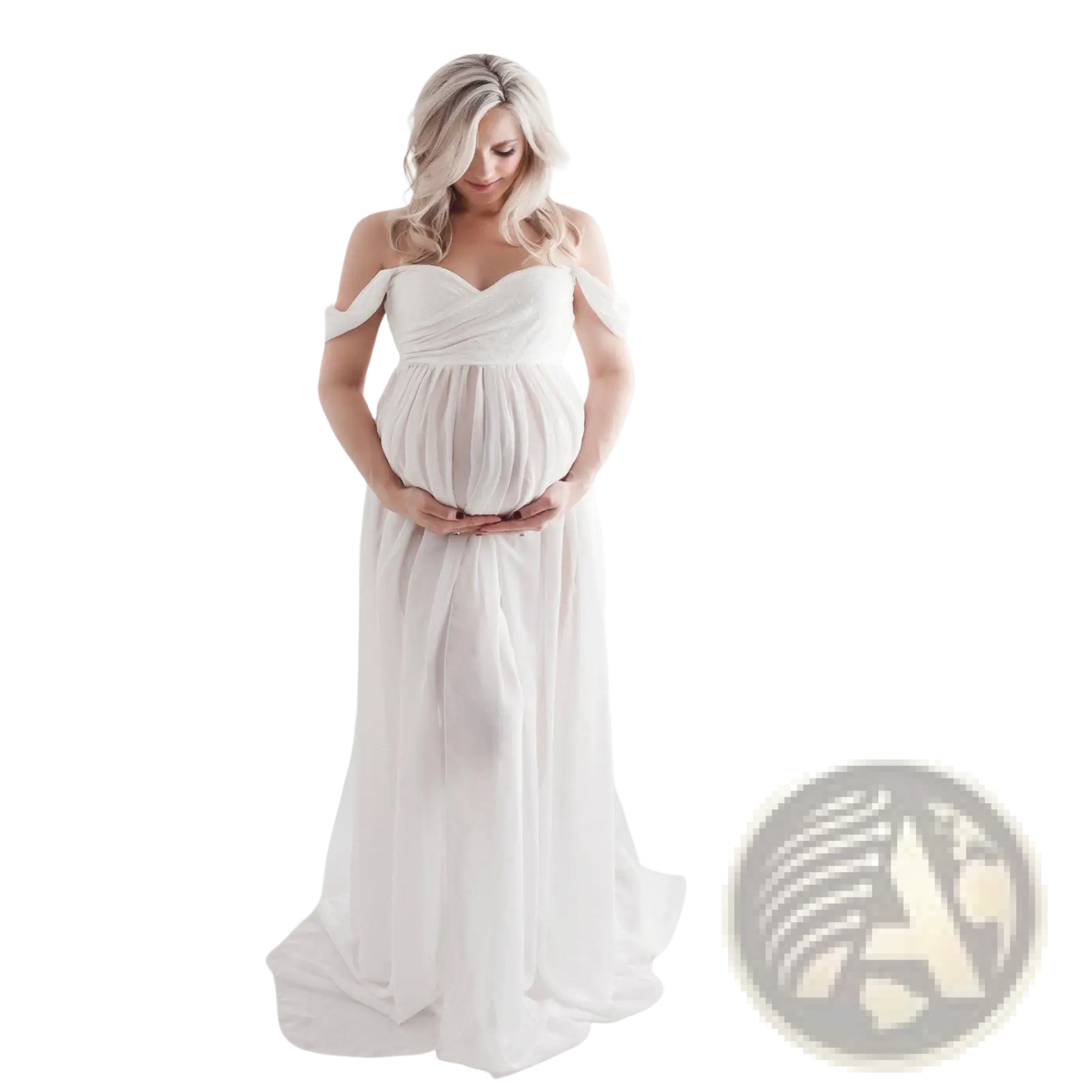 Off the Shoulder Chiffon Maternity Gown for Photoshoots