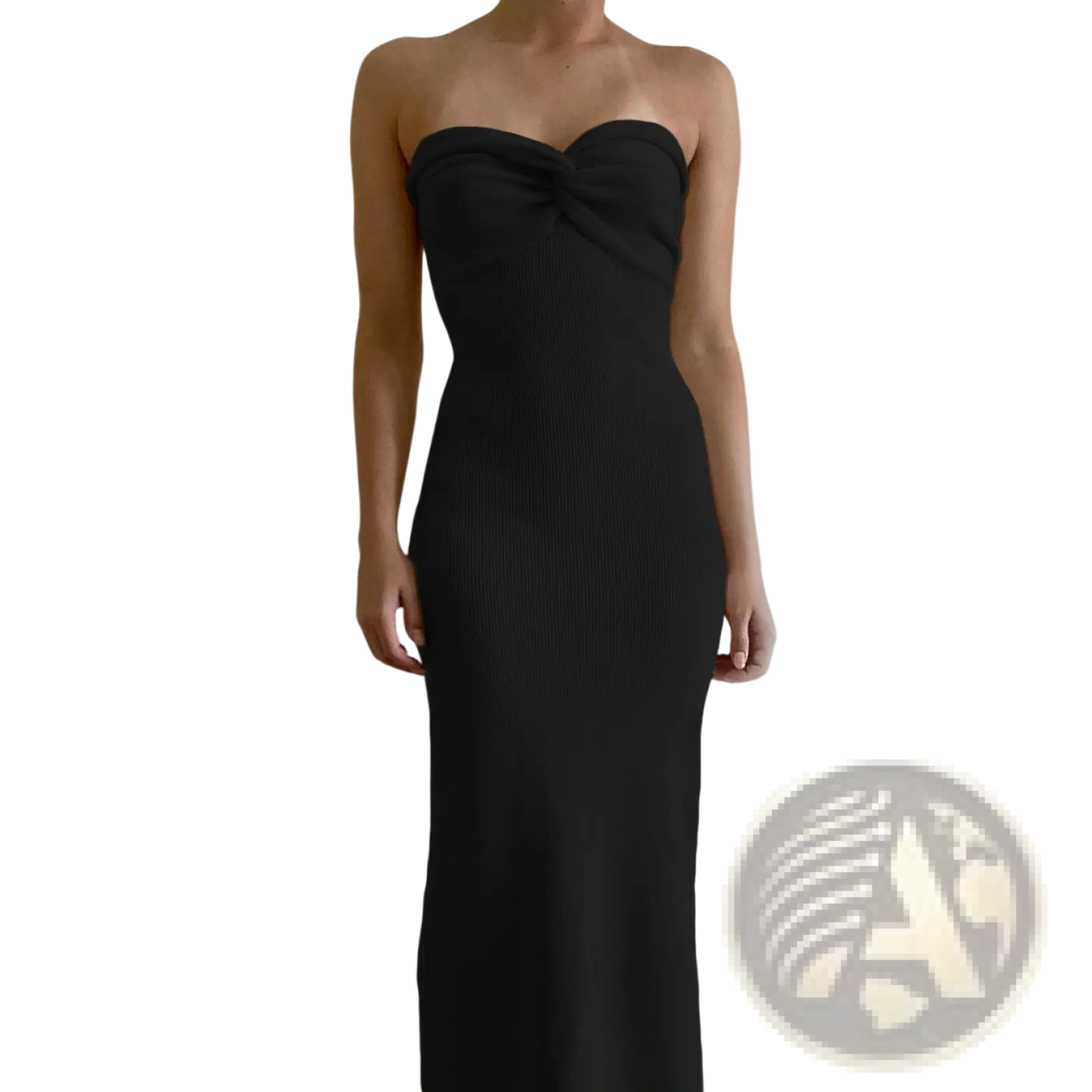 Off Shoulder Knotted Ribbed Knit Midi Dress