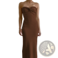 Off Shoulder Knotted Ribbed Knit Midi Dress