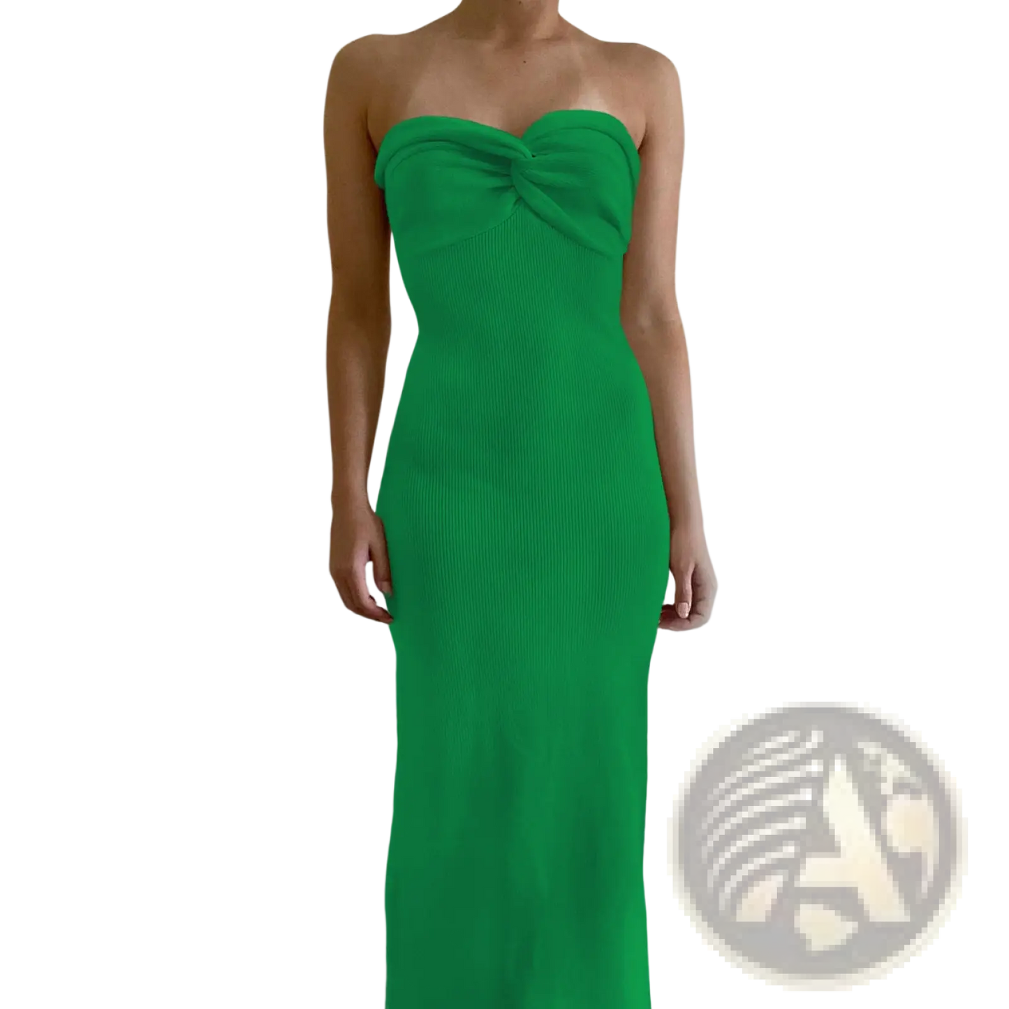 Off Shoulder Knotted Ribbed Knit Midi Dress