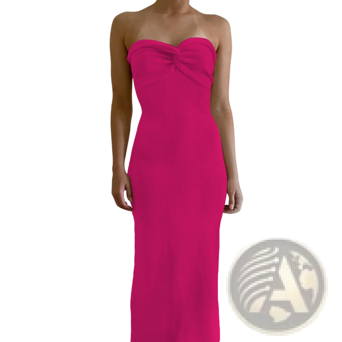 Off Shoulder Knotted Ribbed Knit Midi Dress