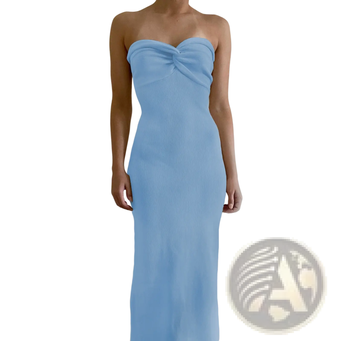Off Shoulder Knotted Ribbed Knit Midi Dress