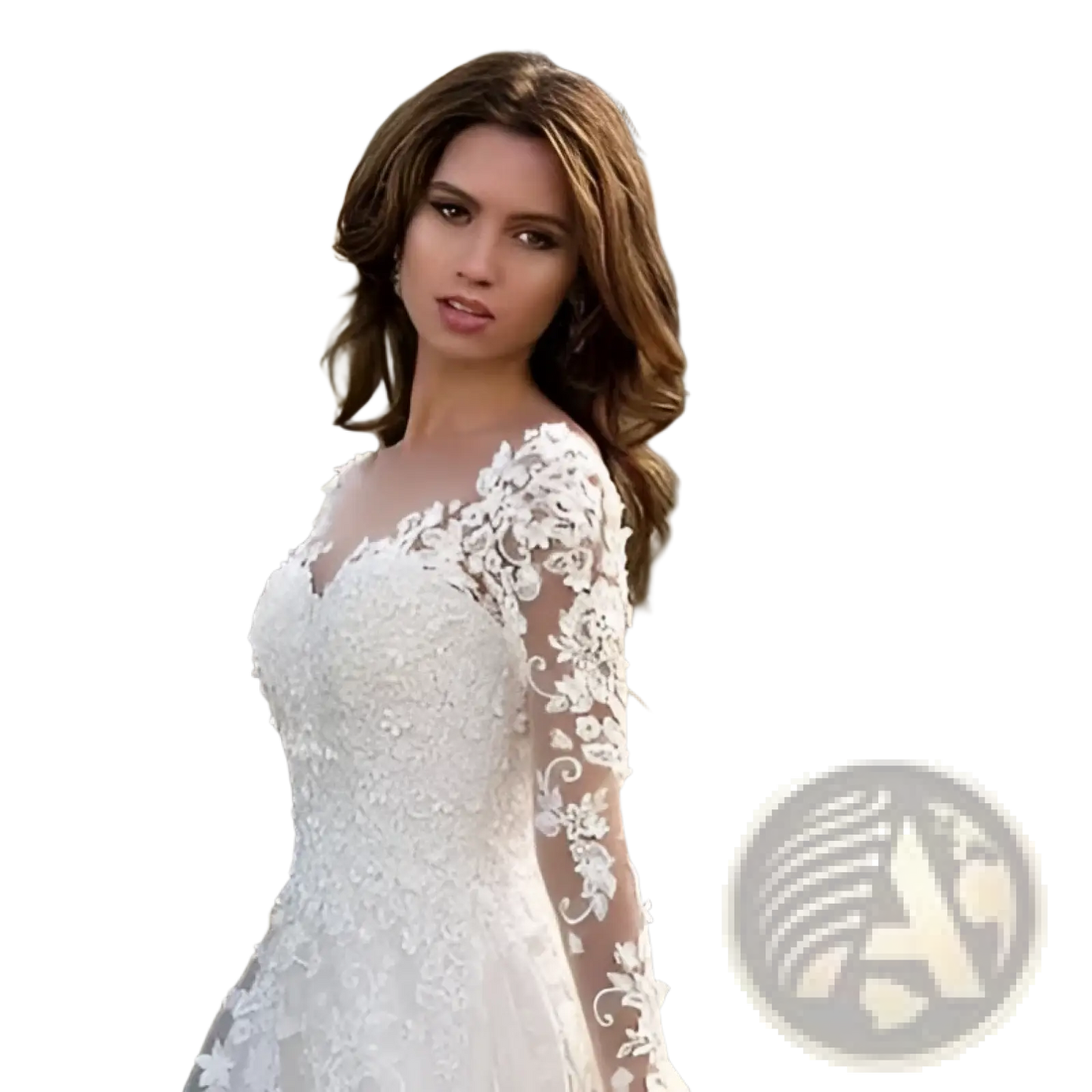 Off Shoulder Lace Long Sleeve Bridal Wedding Gown