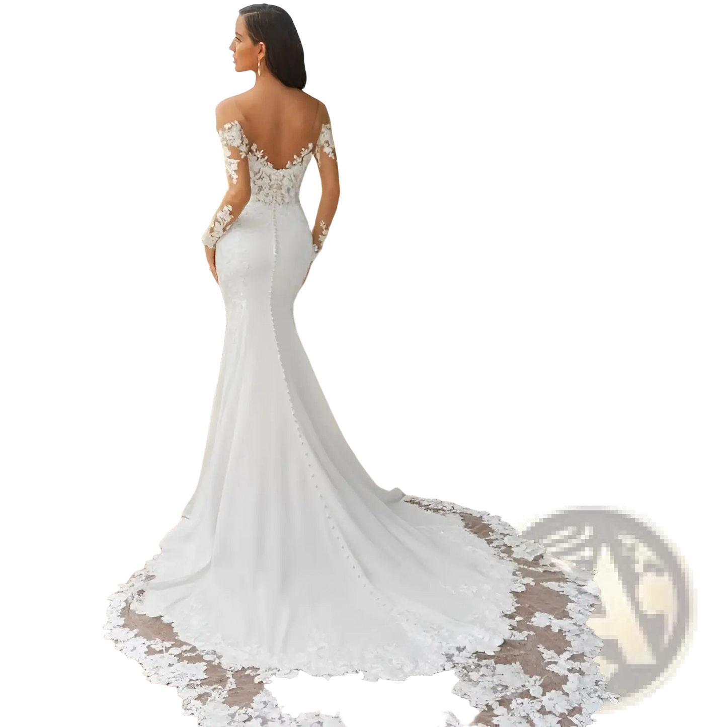 Off the Shoulder Lace Mermaid Wedding Dress with Train