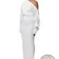 Off Shoulder Long Sleeve Knitted Bodycon Maxi Dress
