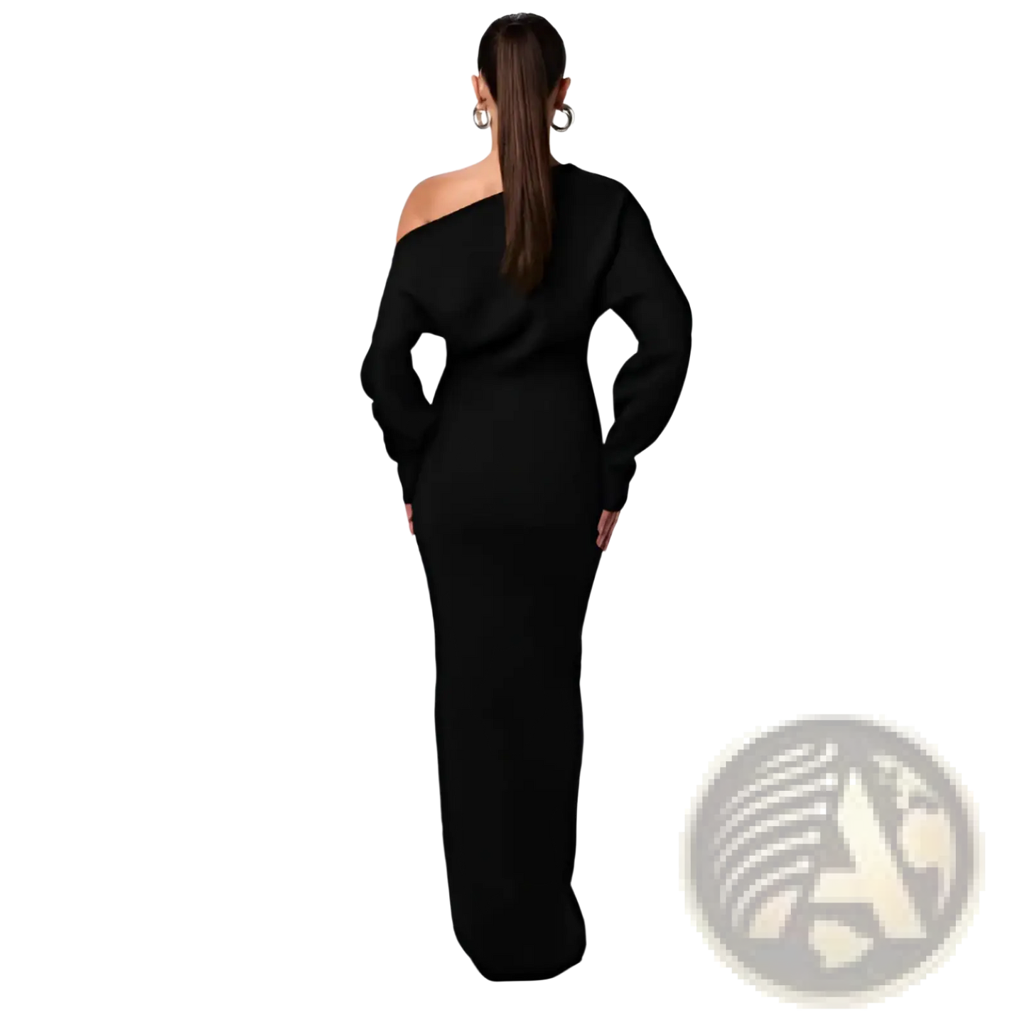 Off Shoulder Long Sleeve Knitted Bodycon Maxi Dress