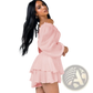 Off Shoulder Long Sleeve Ruffled Tiered Mini Dress