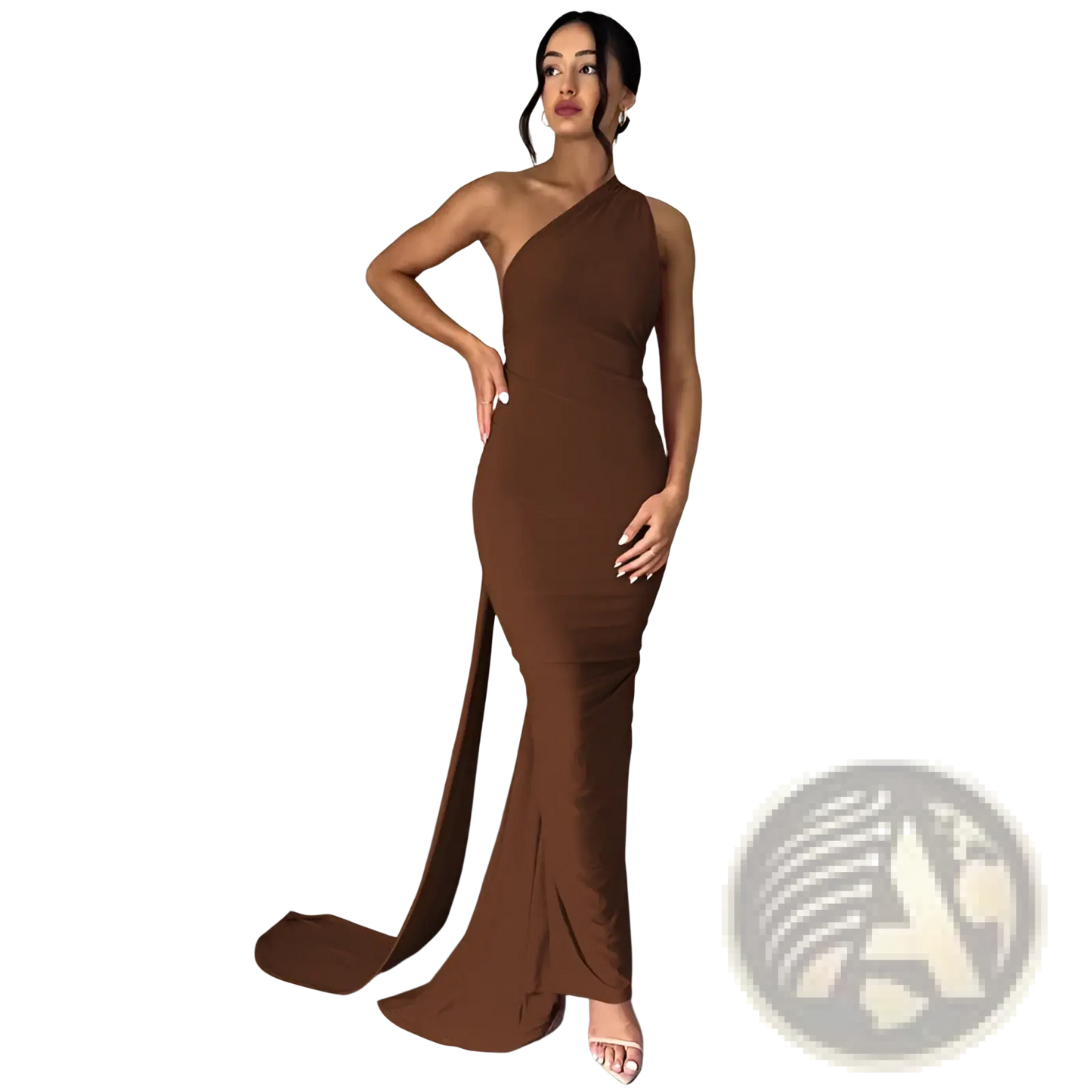 One Shoulder Mermaid Backless Train Dress