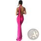 One Shoulder Mermaid Backless Train Dress