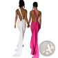 One Shoulder Mermaid Backless Train Dress