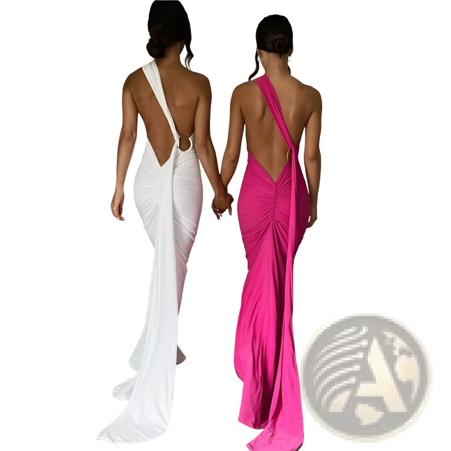One Shoulder Mermaid Backless Train Dress