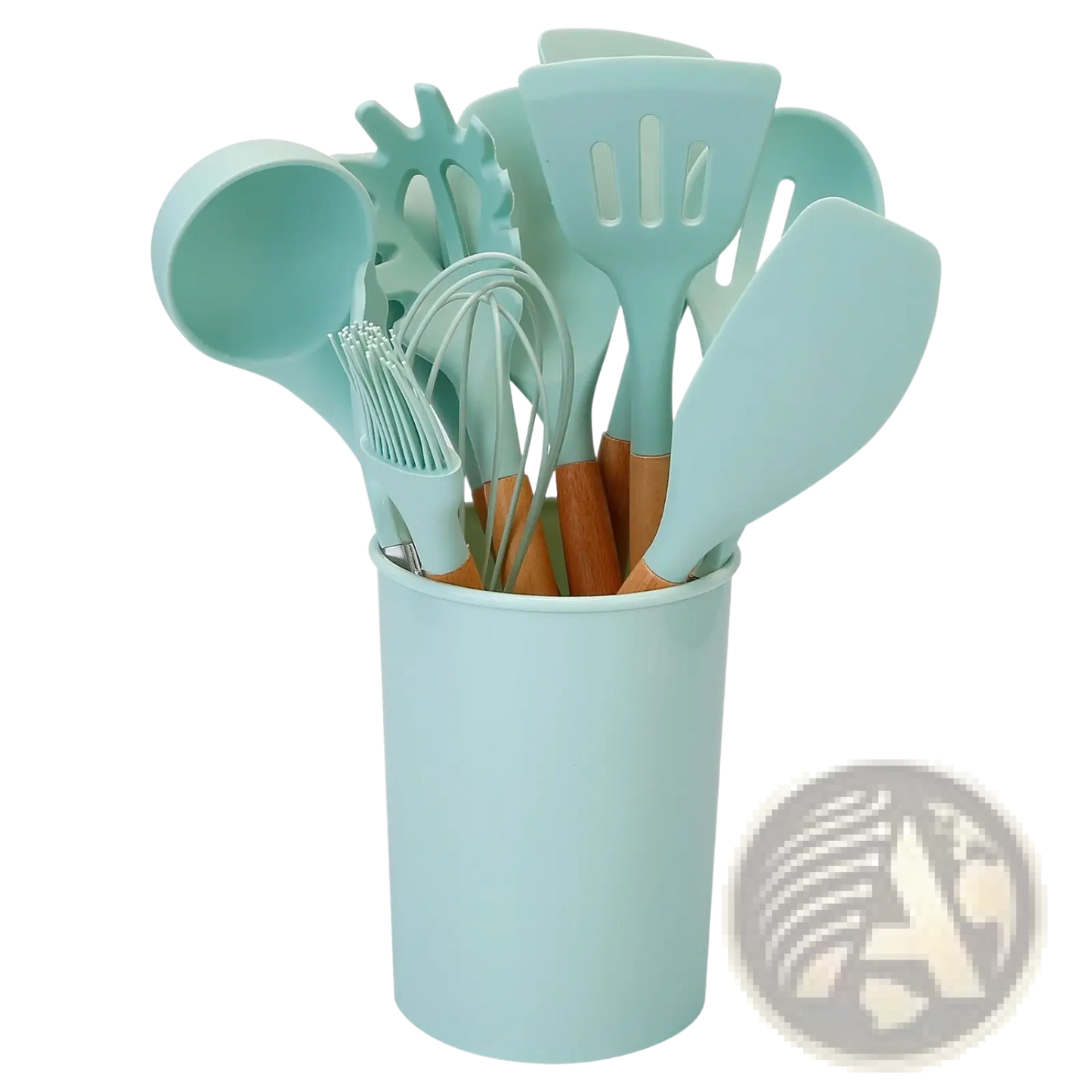 Silicone Cooking Utensil Set 11pc with Wood Handles