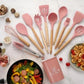 Silicone and Wood Heat Resistant Cooking Utensil Set