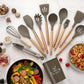 Silicone and Wood Heat Resistant Cooking Utensil Set