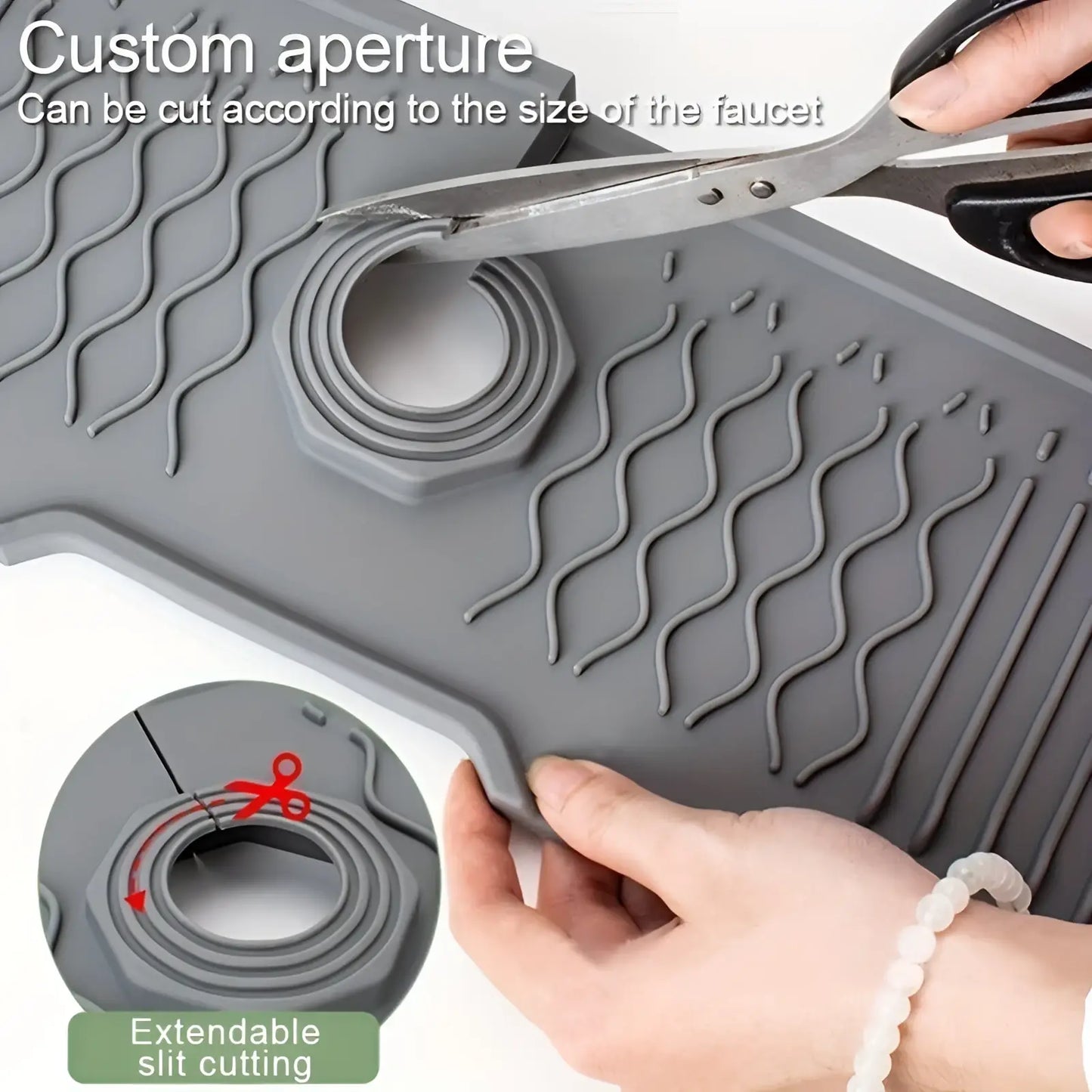 Silicone Self Draining Kitchen Sink Faucet Mat Gray