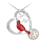 Silver Cardinal Heart Engraved Pendant Necklace