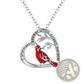 Silver Cardinal Heart Engraved Pendant Necklace