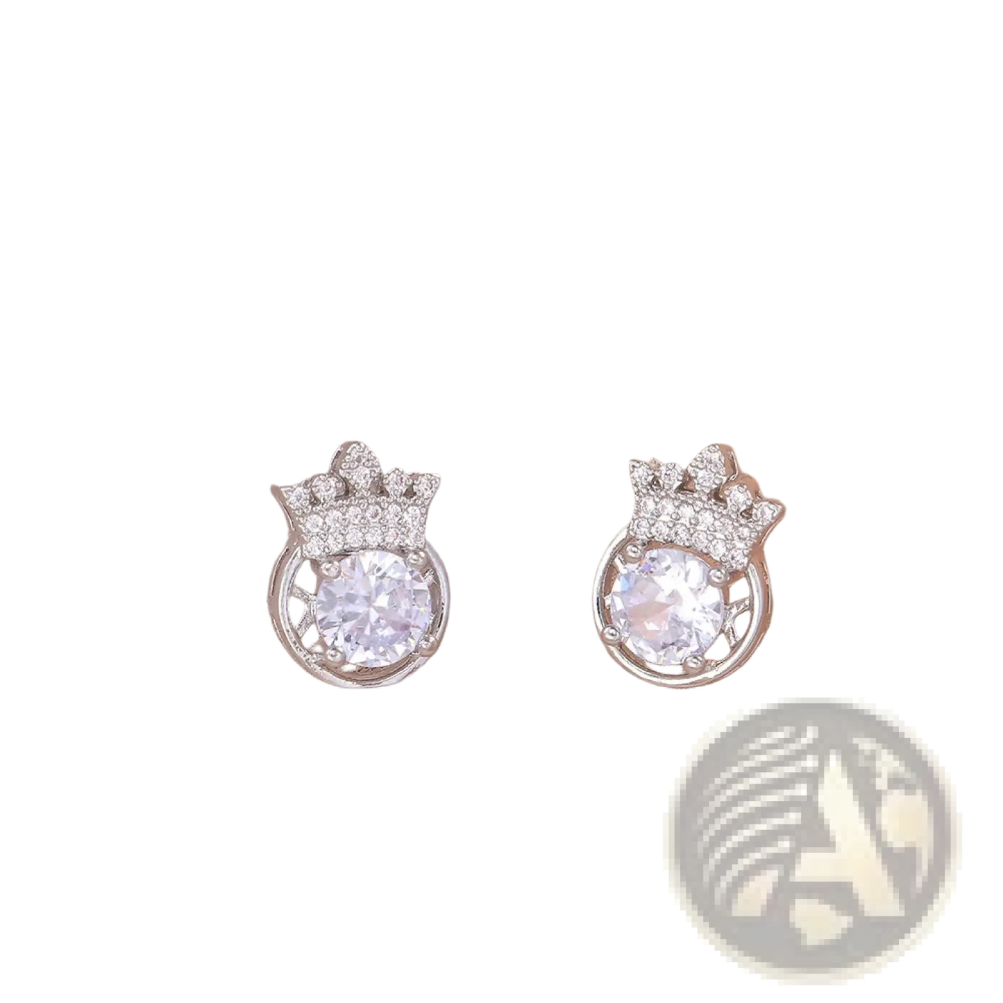 Silver Crown Zircon Necklace and Earring Jewelry Set
