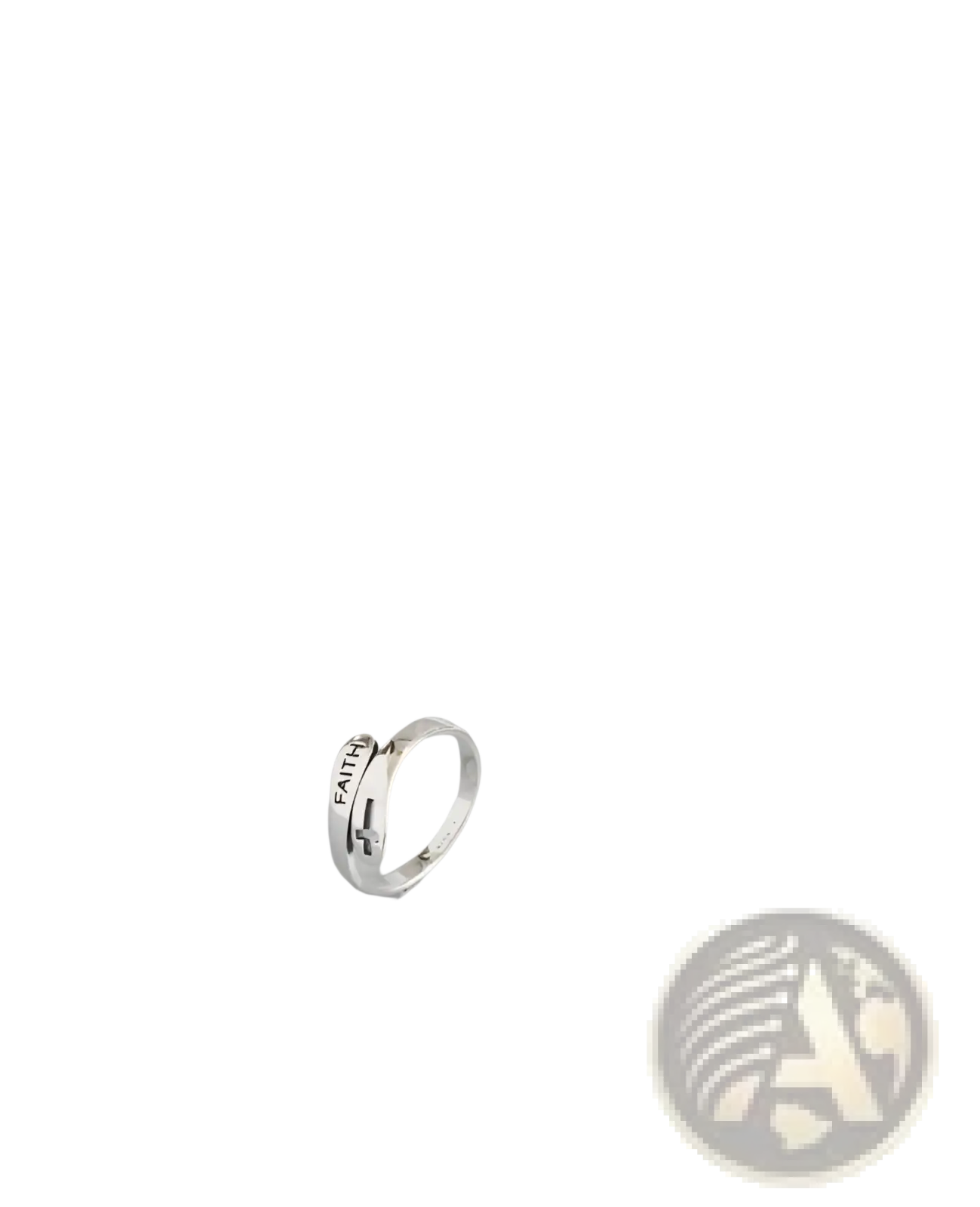 Silver Faith Cross Wrap Ring with Adjustable Band