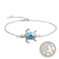 Silver Sea Turtle Opal Inlay Anklet