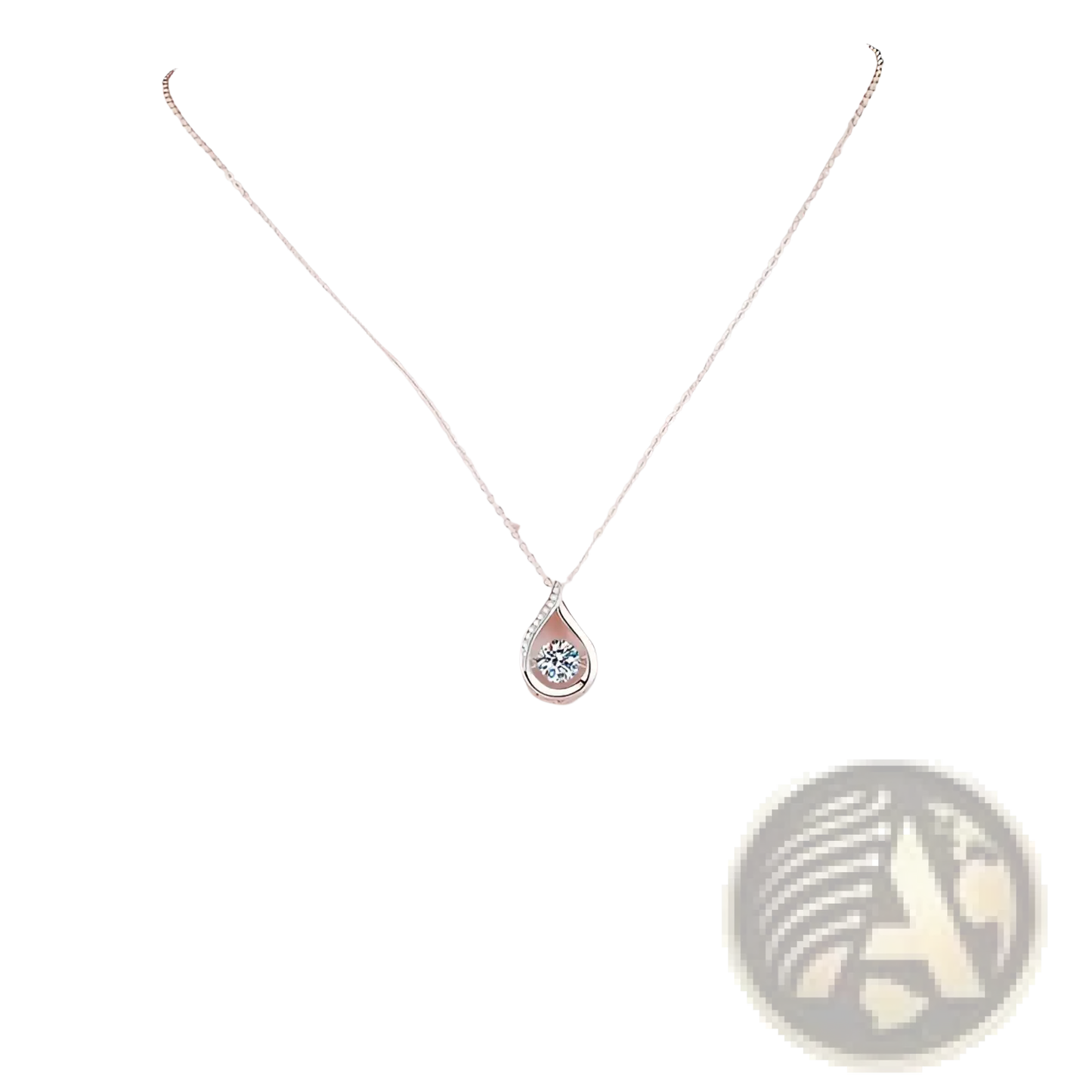 Silver Teardrop Crystal Pave Diamond Pendant Necklace
